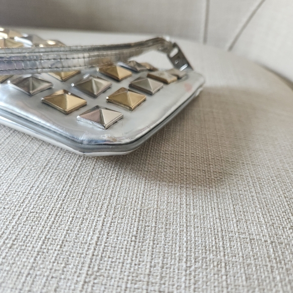 Marc by Marc Jacobs Emmy Envelope Leather Gold Studded and Silver Clutch - Picture 6 of 13